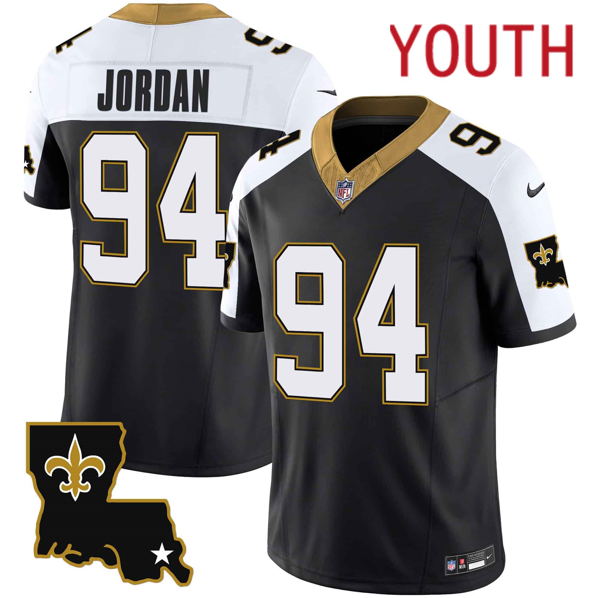 Youth New Orleans Saints #94 Jordan Black 2024 Nike 1987 Legacy Vapor Limited NFL Jersey->youth nfl jersey->Youth Jersey